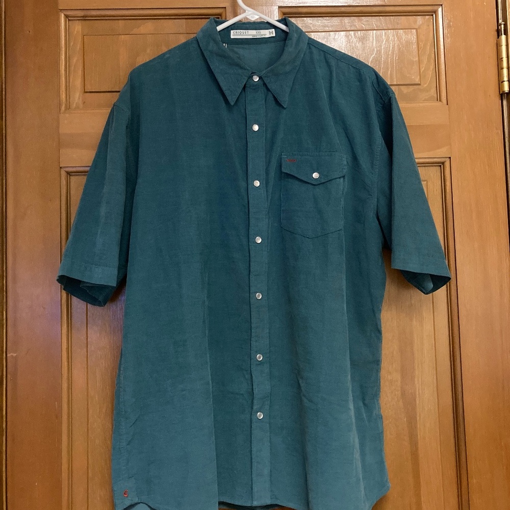 Men’s Criquet Short Sleeve Corduroy Pearl Snap, XXL